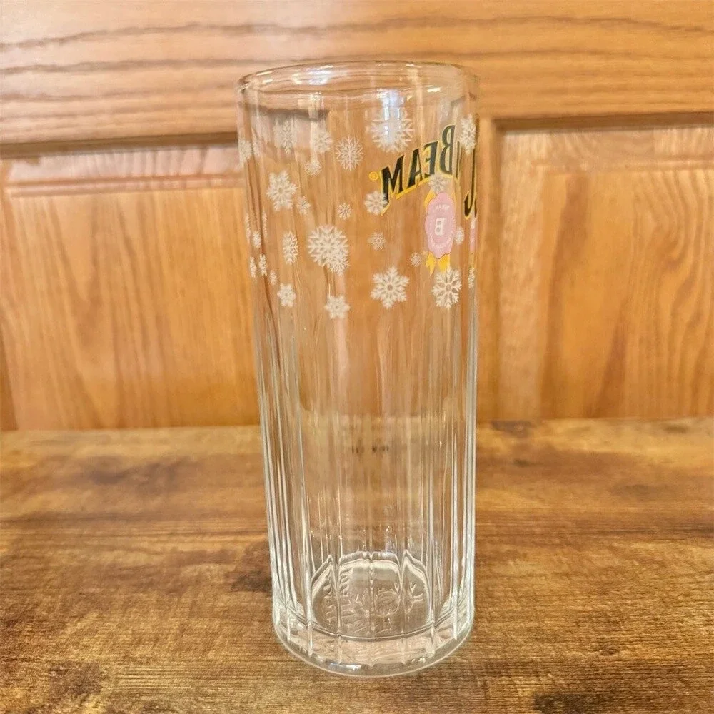 Jim Beam Holiday Snowflake Ribbed Highball Glass Tall Bar Tumbler
